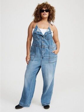 Torrid button front denim jean overalls NWT 20R